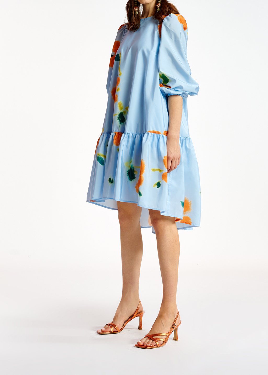 Blue floral print oversized mini dress RE—SSENTIEL second-hand photo 6