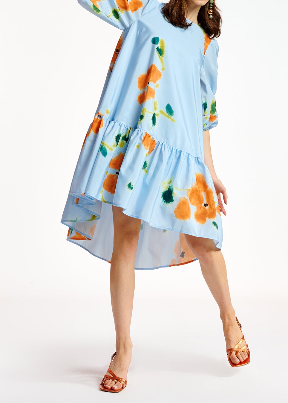 Blue floral print oversized mini dress RE—SSENTIEL second-hand photo 7