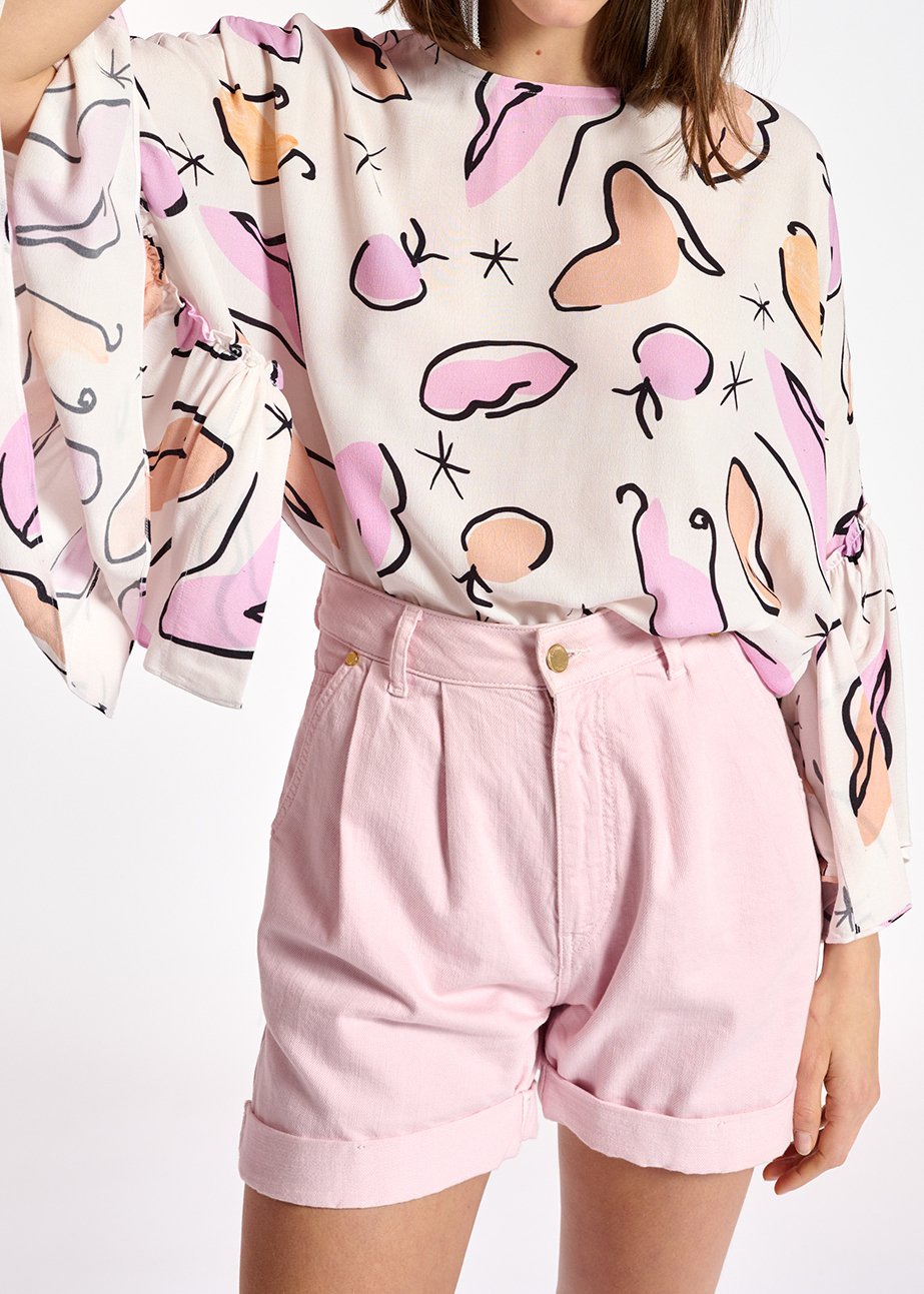 Short boyfriend en denim rose clair RE—SSENTIEL seconde main photo 7