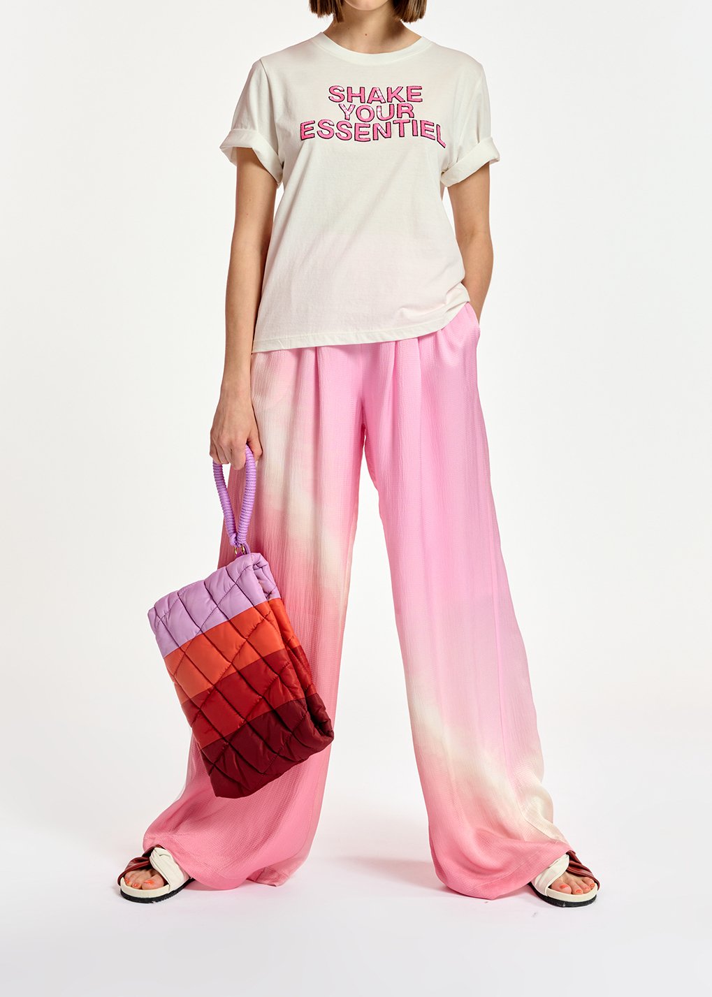 Lichtroze tie-dye broek met wijde pijpen RE—SSENTIEL tweedehands photo 8