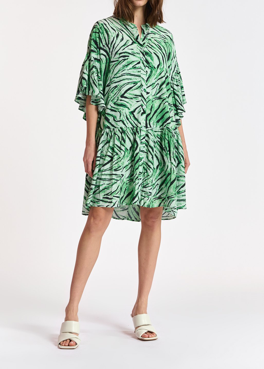 Mini robe vert menthe à  imprimé tigre RE—SSENTIEL seconde main photo 4