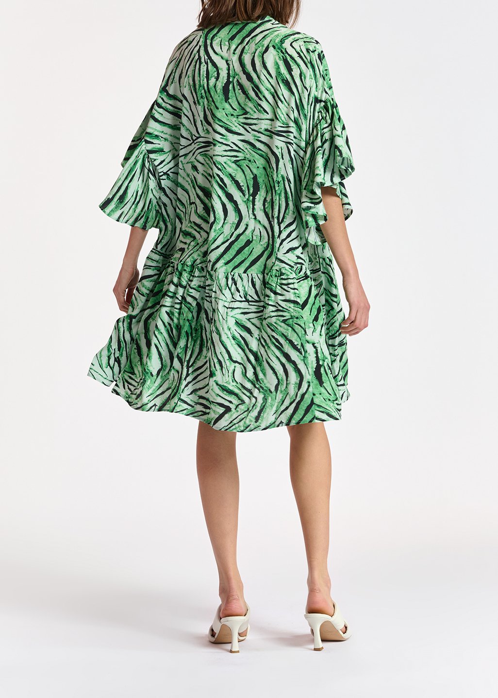 Mini robe vert menthe à  imprimé tigre RE—SSENTIEL seconde main photo 5