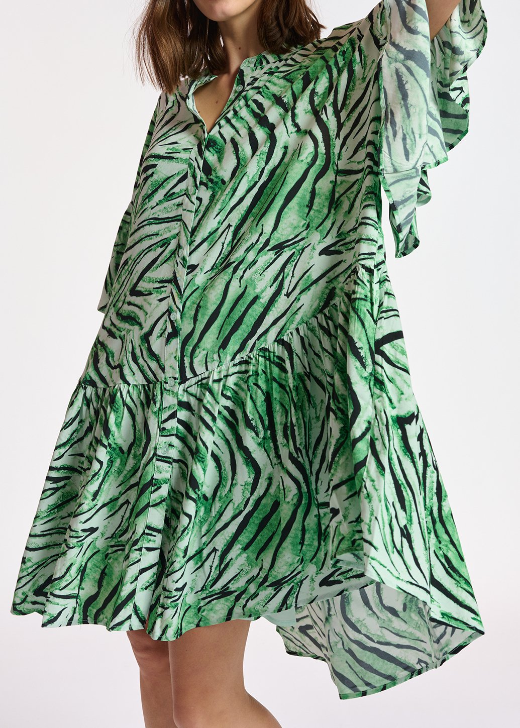 Mini robe vert menthe à  imprimé tigre RE—SSENTIEL seconde main photo 8