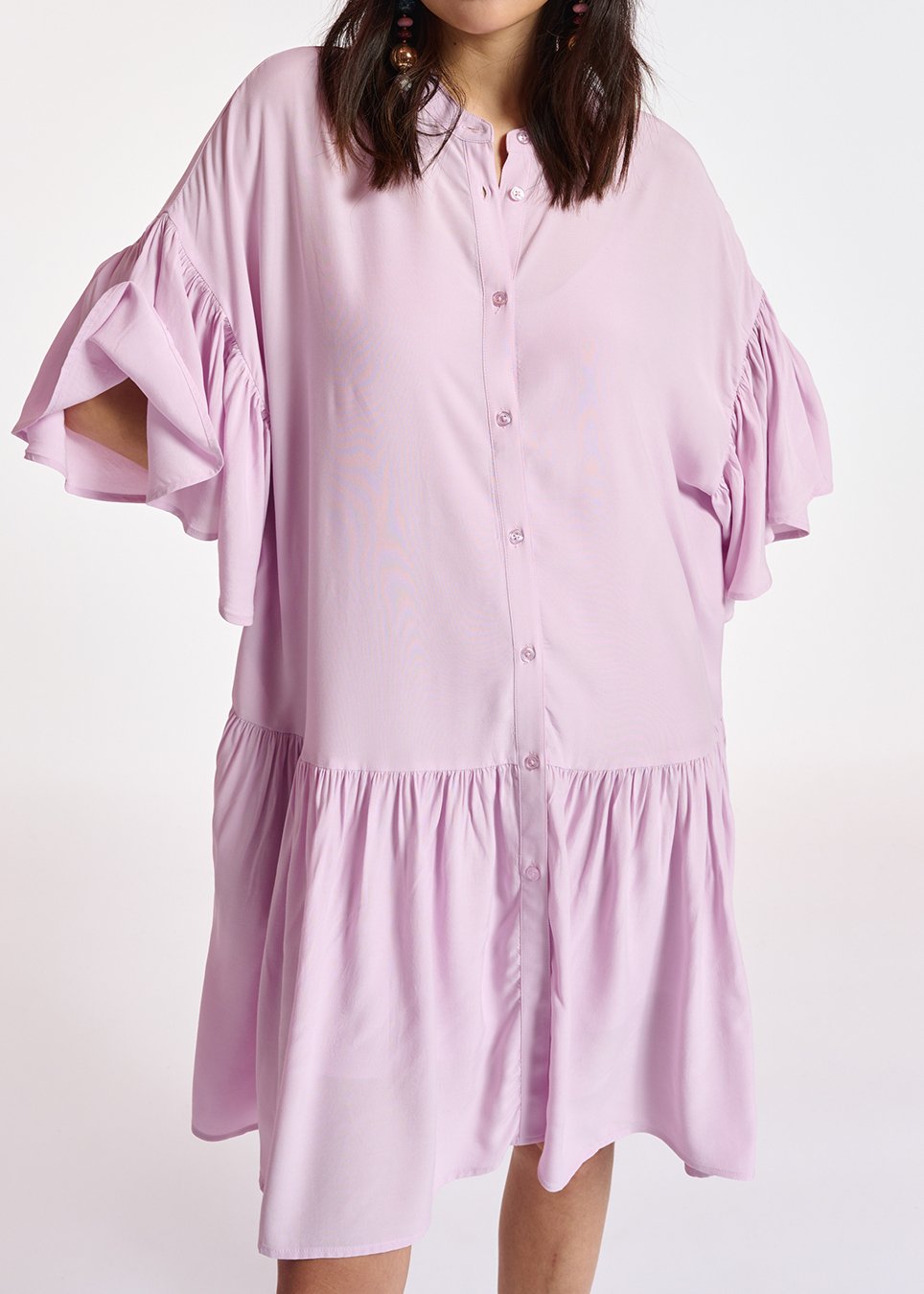 Lilac mini dress with ruffled sleeves RE—SSENTIEL second-hand photo 3