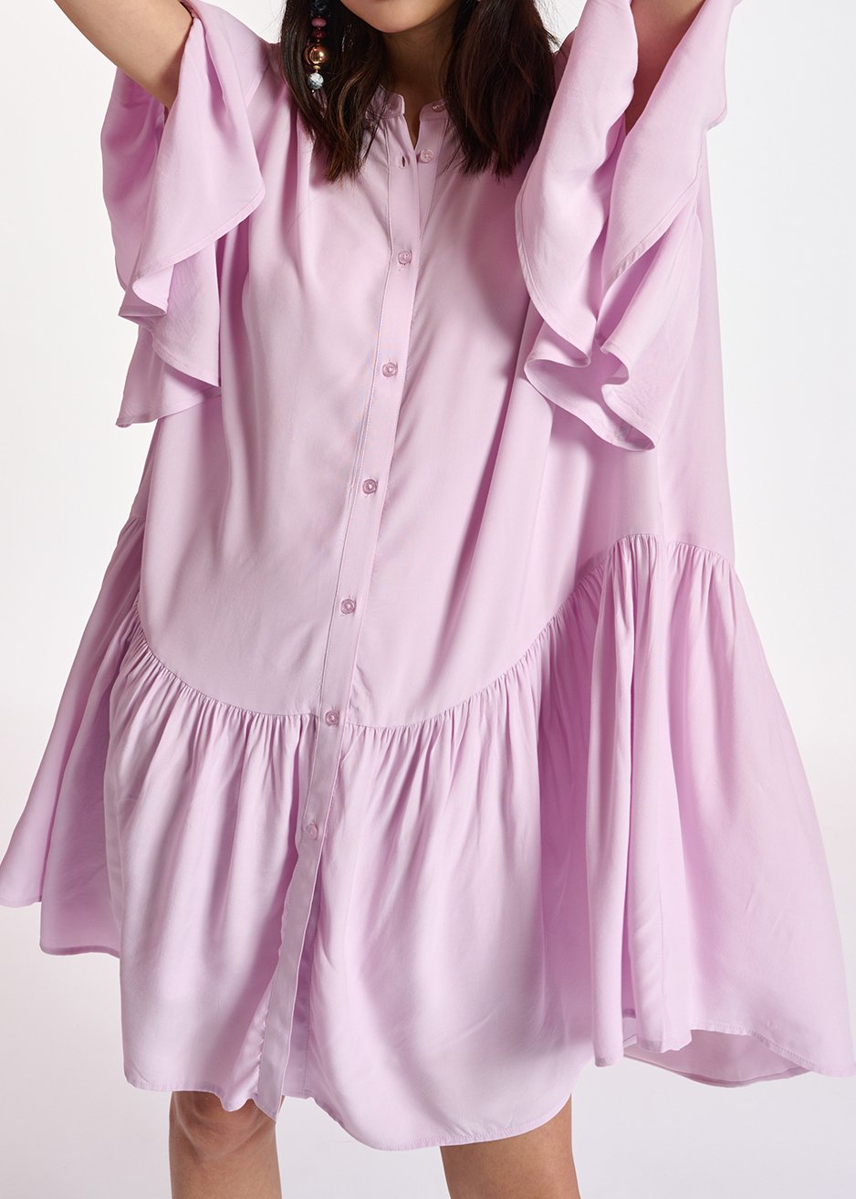 Lilac mini dress with ruffled sleeves RE—SSENTIEL second-hand photo 6
