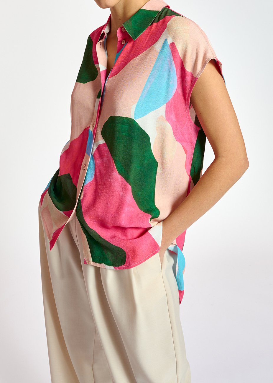Multicolor sleeveless shirt with graphic print RE—SSENTIEL second-hand photo 3