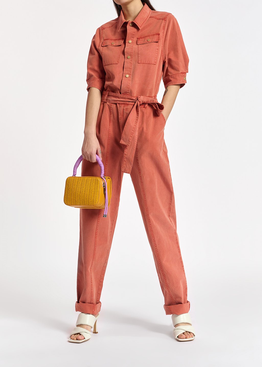 Donkeroranje jumpsuit van katoenmix RE—SSENTIEL tweedehands photo 3
