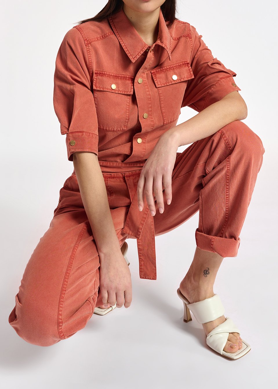 Donkeroranje jumpsuit van katoenmix RE—SSENTIEL tweedehands photo 4