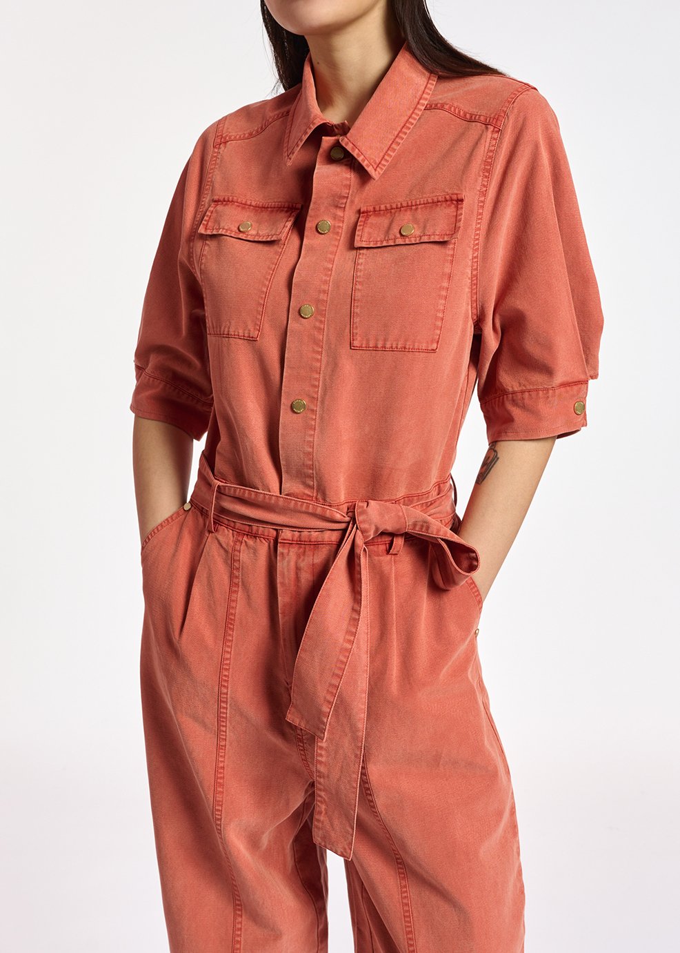 Donkeroranje jumpsuit van katoenmix RE—SSENTIEL tweedehands photo 8