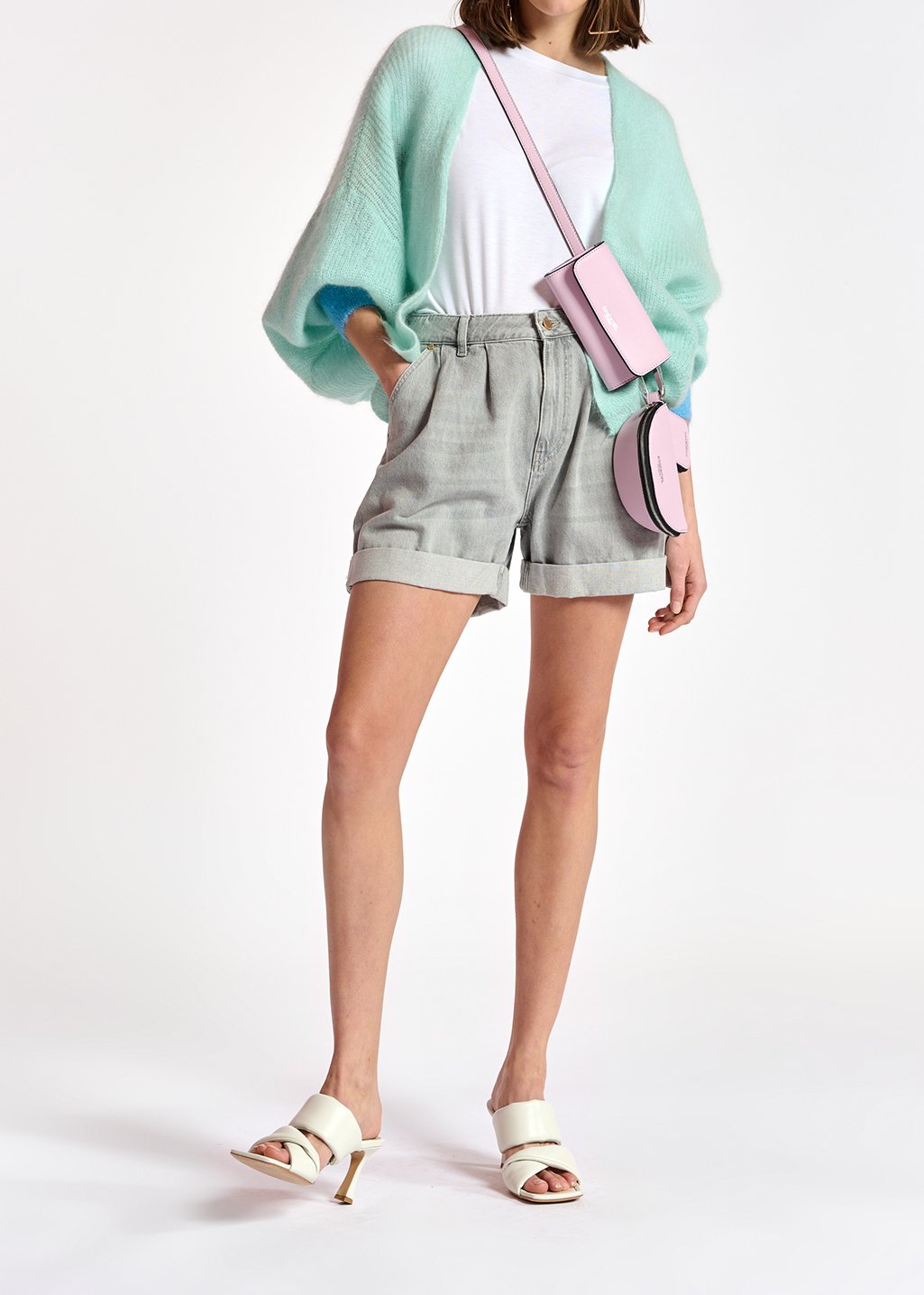 Short boyfriend en denim gris RE—SSENTIEL seconde main photo 3