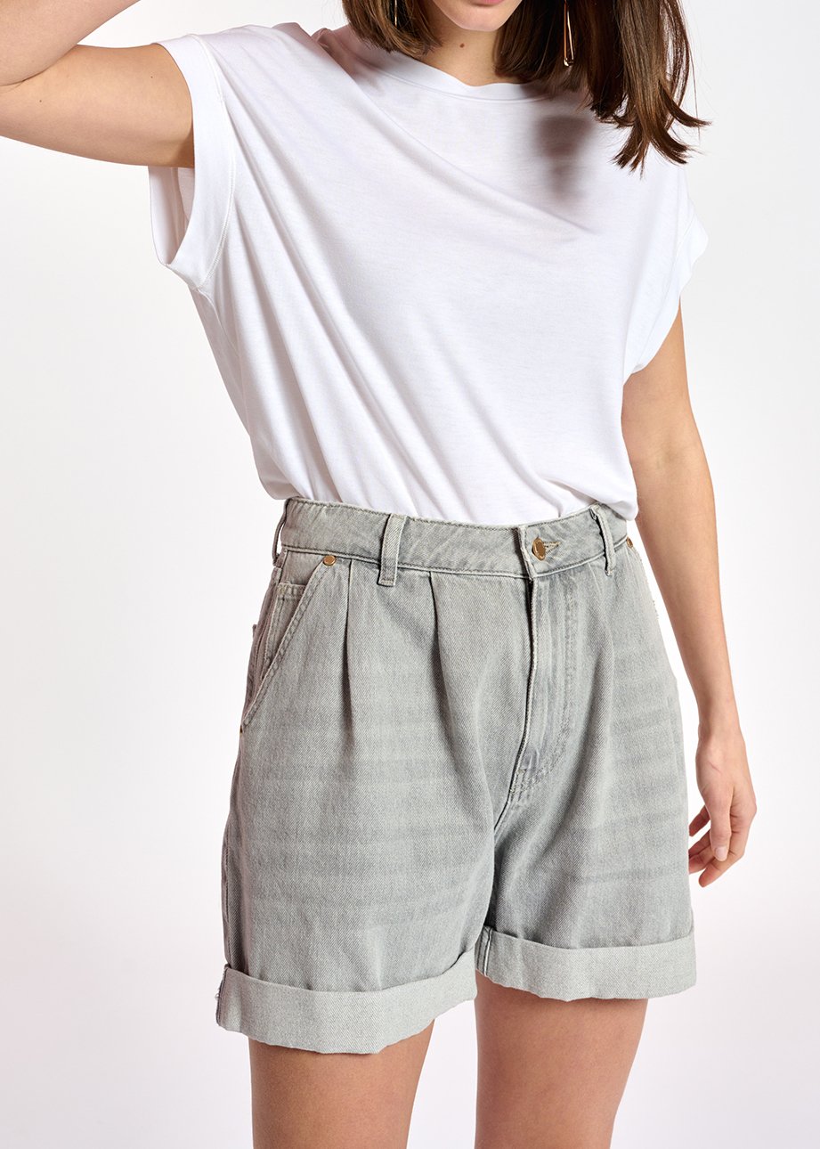 Short boyfriend en denim gris RE—SSENTIEL seconde main photo 8