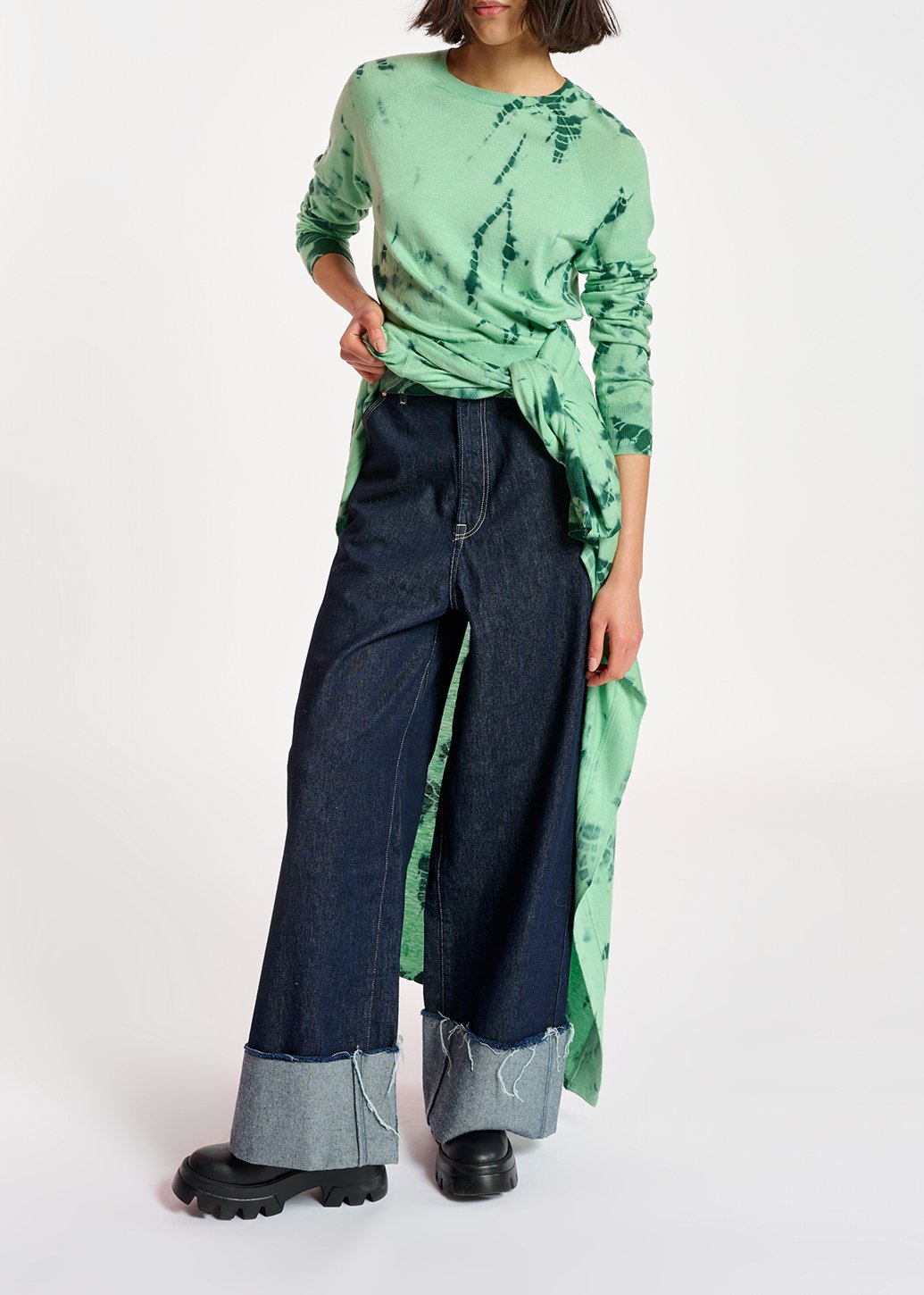 Lange cardigan met muntgroene en donkergroene tie-dye RE—SSENTIEL tweedehands photo 7