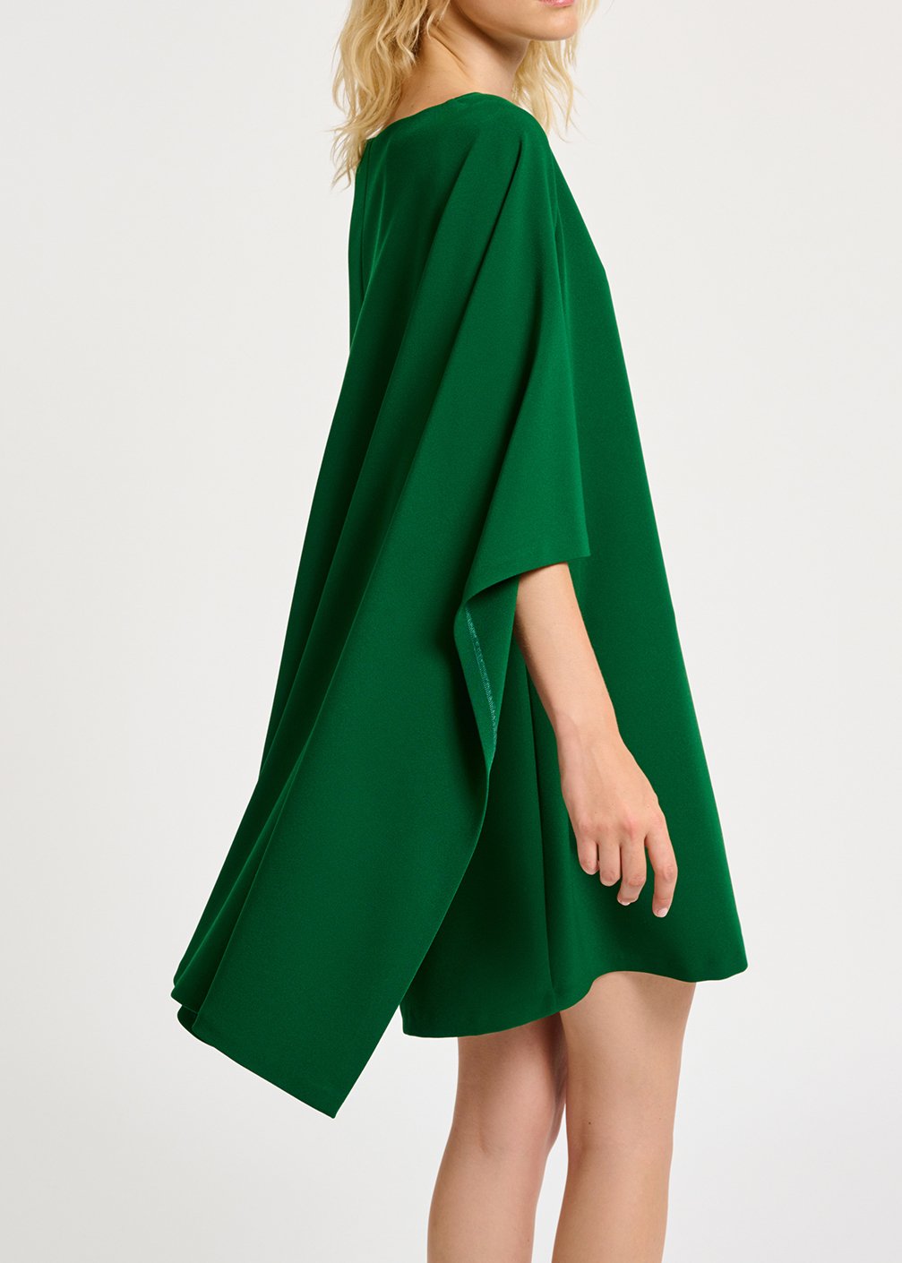 Donkergroene mini-jurk met cape-effect RE—SSENTIEL tweedehands photo 6