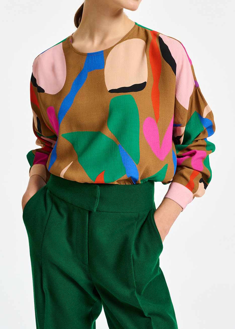 Camel top met grafische print RE—SSENTIEL tweedehands photo 3