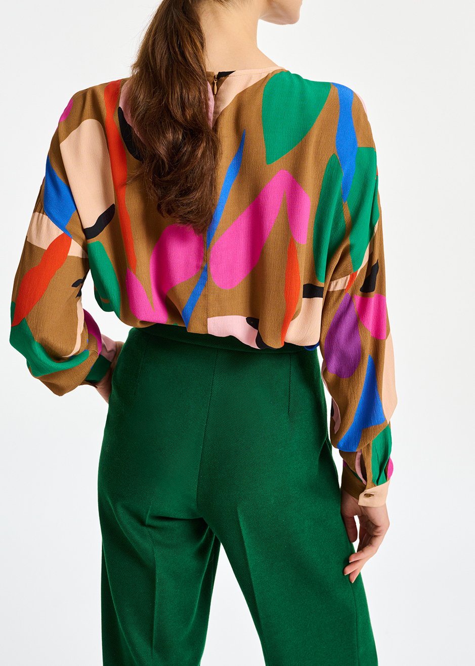Camel top met grafische print RE—SSENTIEL tweedehands photo 4