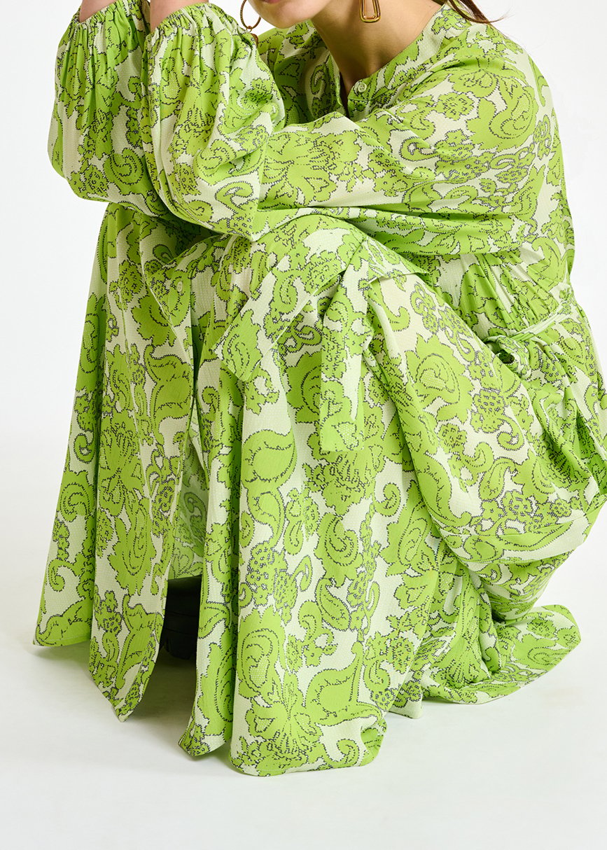 Maxi robe verte à  imprimé fleuri RE—SSENTIEL seconde main photo 4