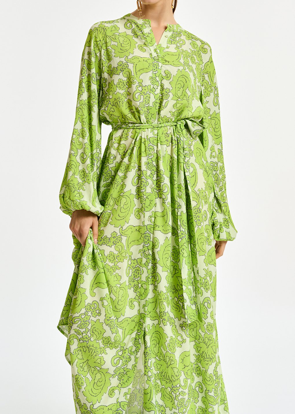 Maxi robe verte à  imprimé fleuri RE—SSENTIEL seconde main photo 5
