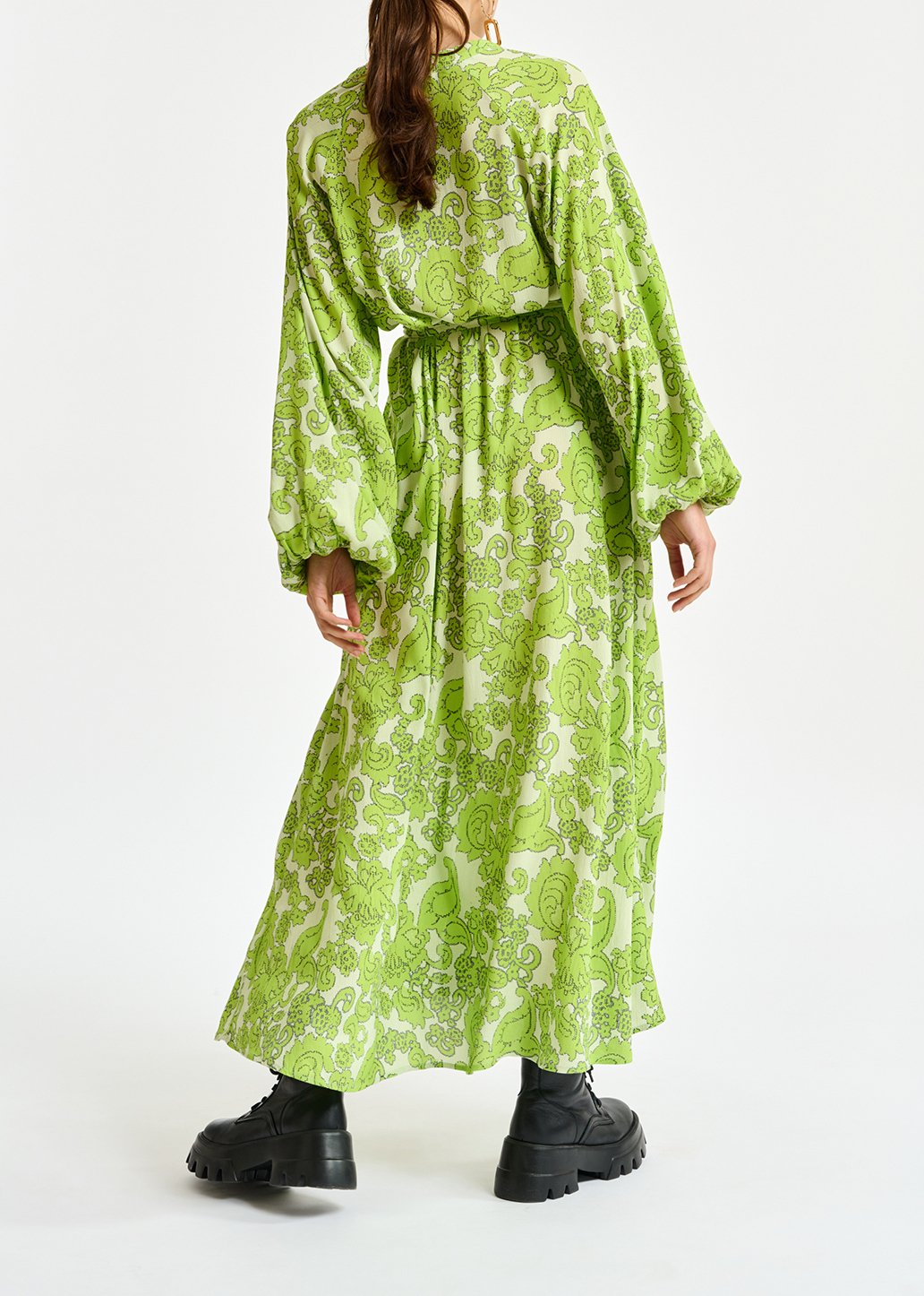 Maxi robe verte à  imprimé fleuri RE—SSENTIEL seconde main photo 6