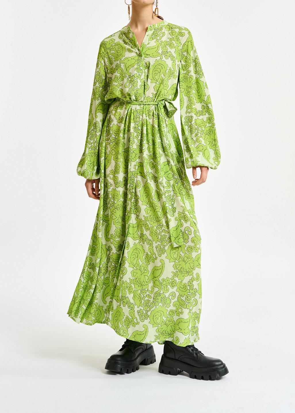 Maxi robe verte à  imprimé fleuri RE—SSENTIEL seconde main photo 7