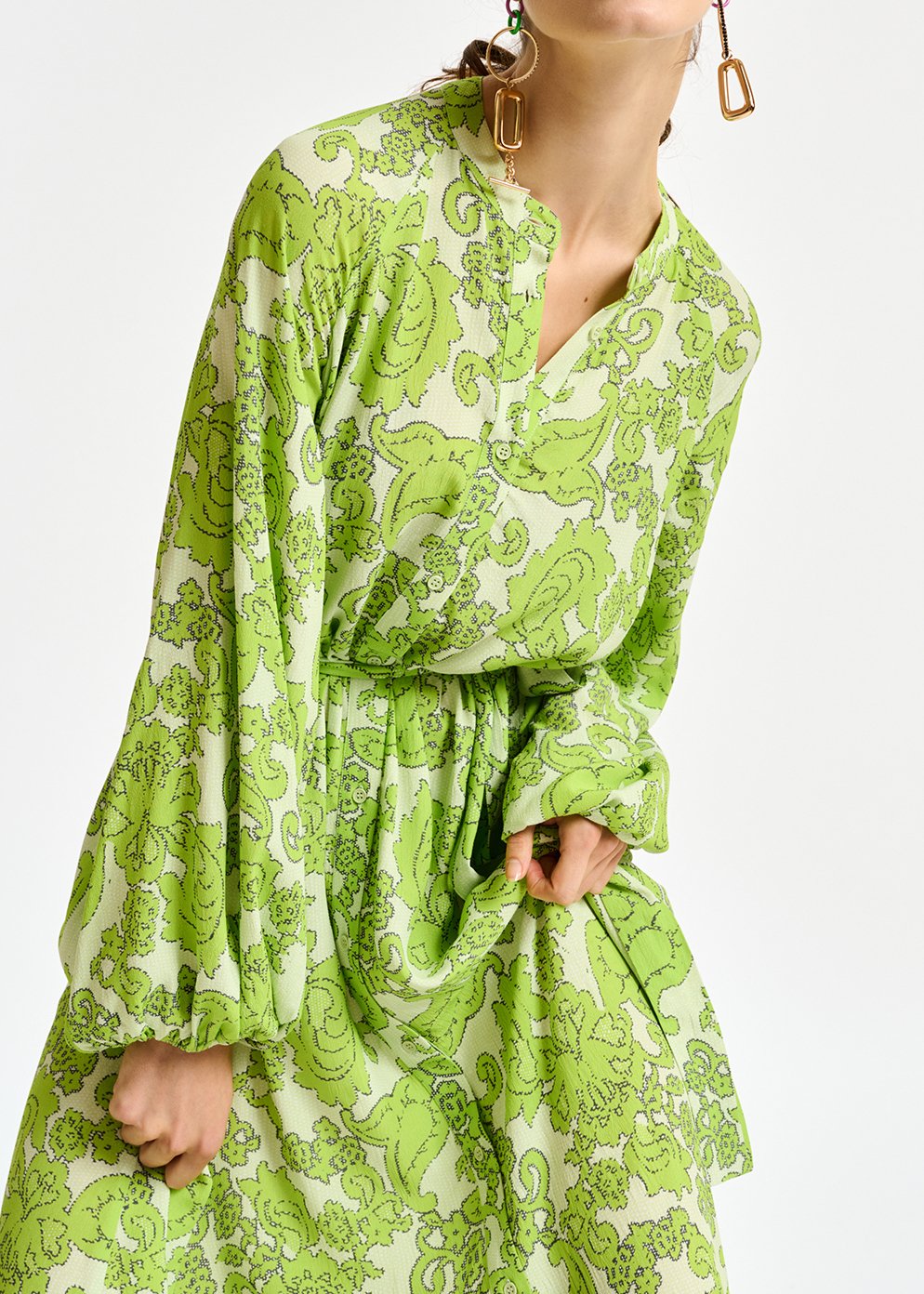 Maxi robe verte à  imprimé fleuri RE—SSENTIEL seconde main photo 8