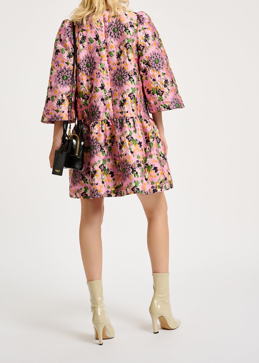 Mini-robe rose en jacquard fleuri RE—SSENTIEL seconde main photo 4