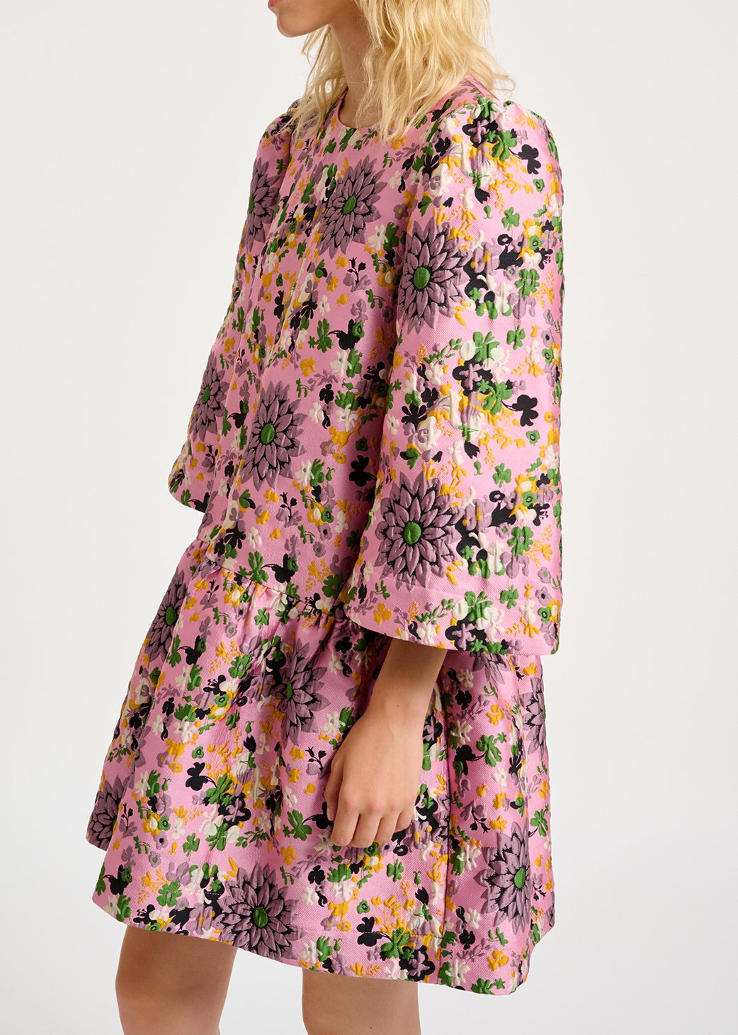 Mini-robe rose en jacquard fleuri RE—SSENTIEL seconde main photo 5