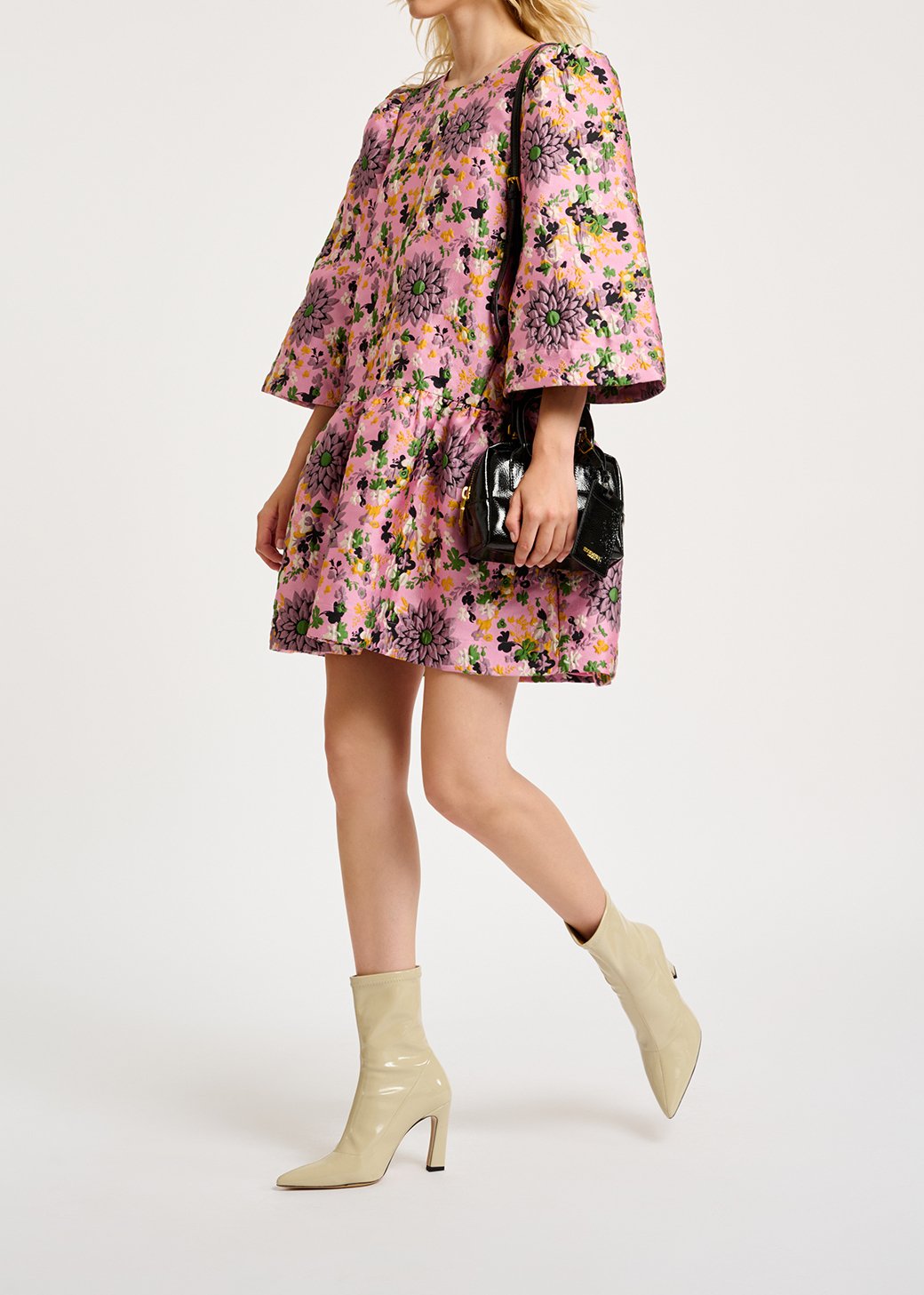 Mini-robe rose en jacquard fleuri RE—SSENTIEL seconde main photo 7