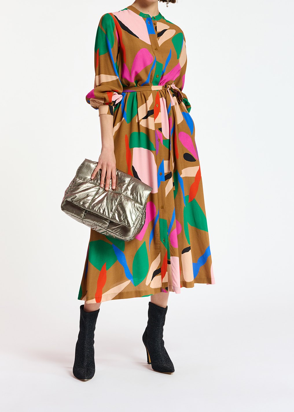 Camel graphic-print shirt dress RE—SSENTIEL second-hand photo 3
