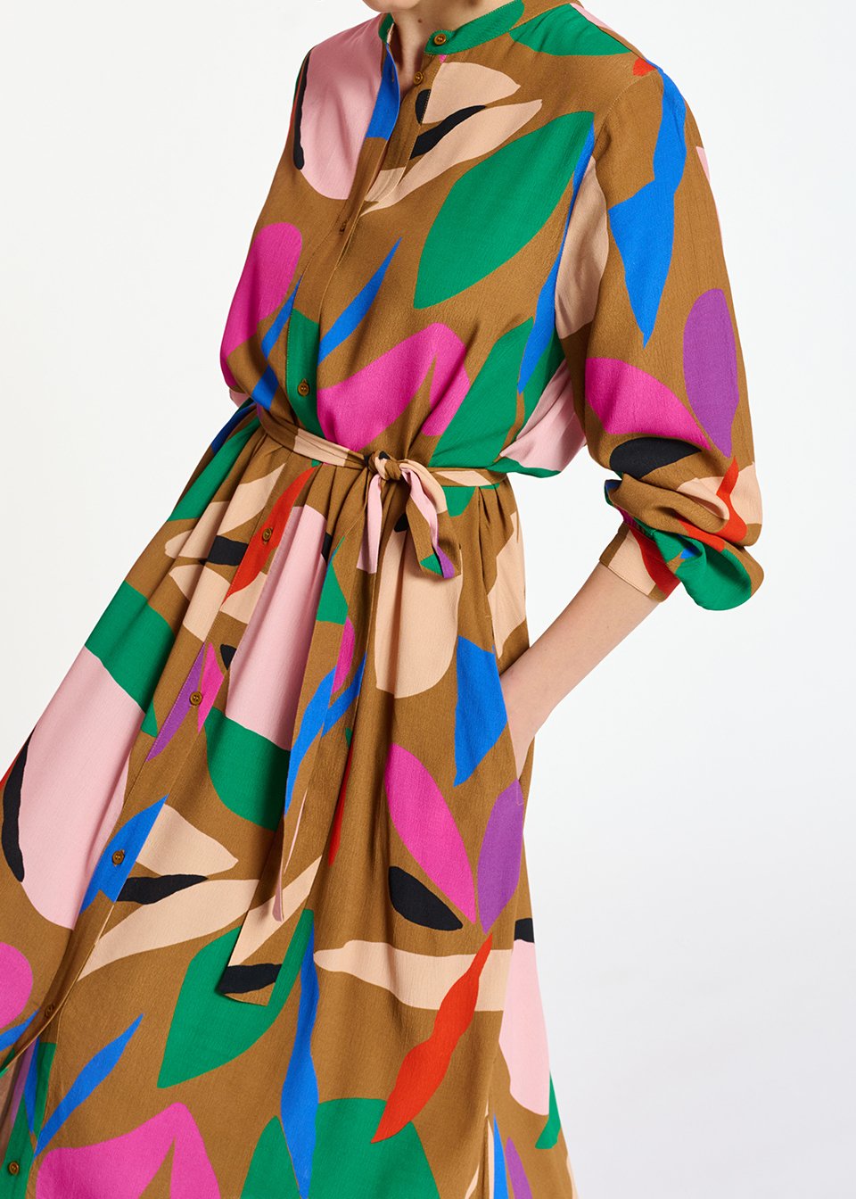 Camel graphic-print shirt dress RE—SSENTIEL second-hand photo 4