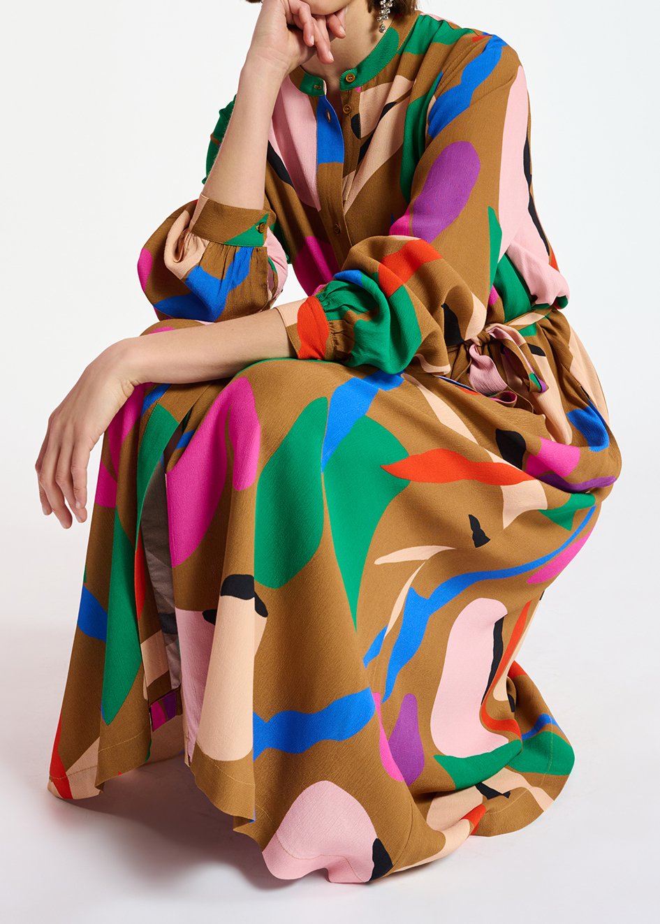 Camel graphic-print shirt dress RE—SSENTIEL second-hand photo 6