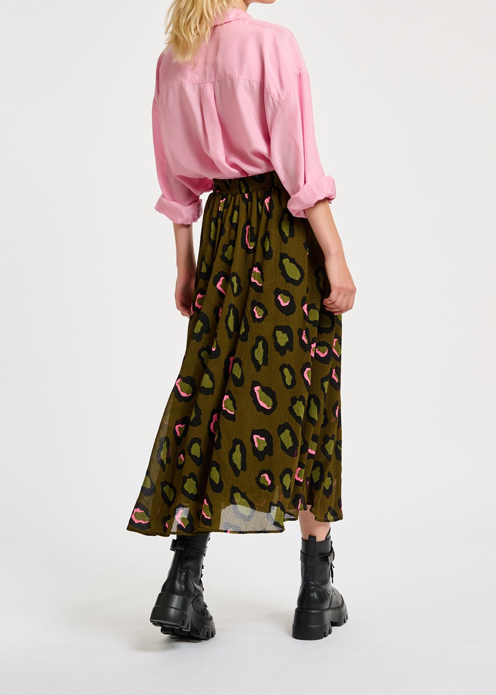 Kaki midirok met luipaardprint RE—SSENTIEL tweedehands photo 7