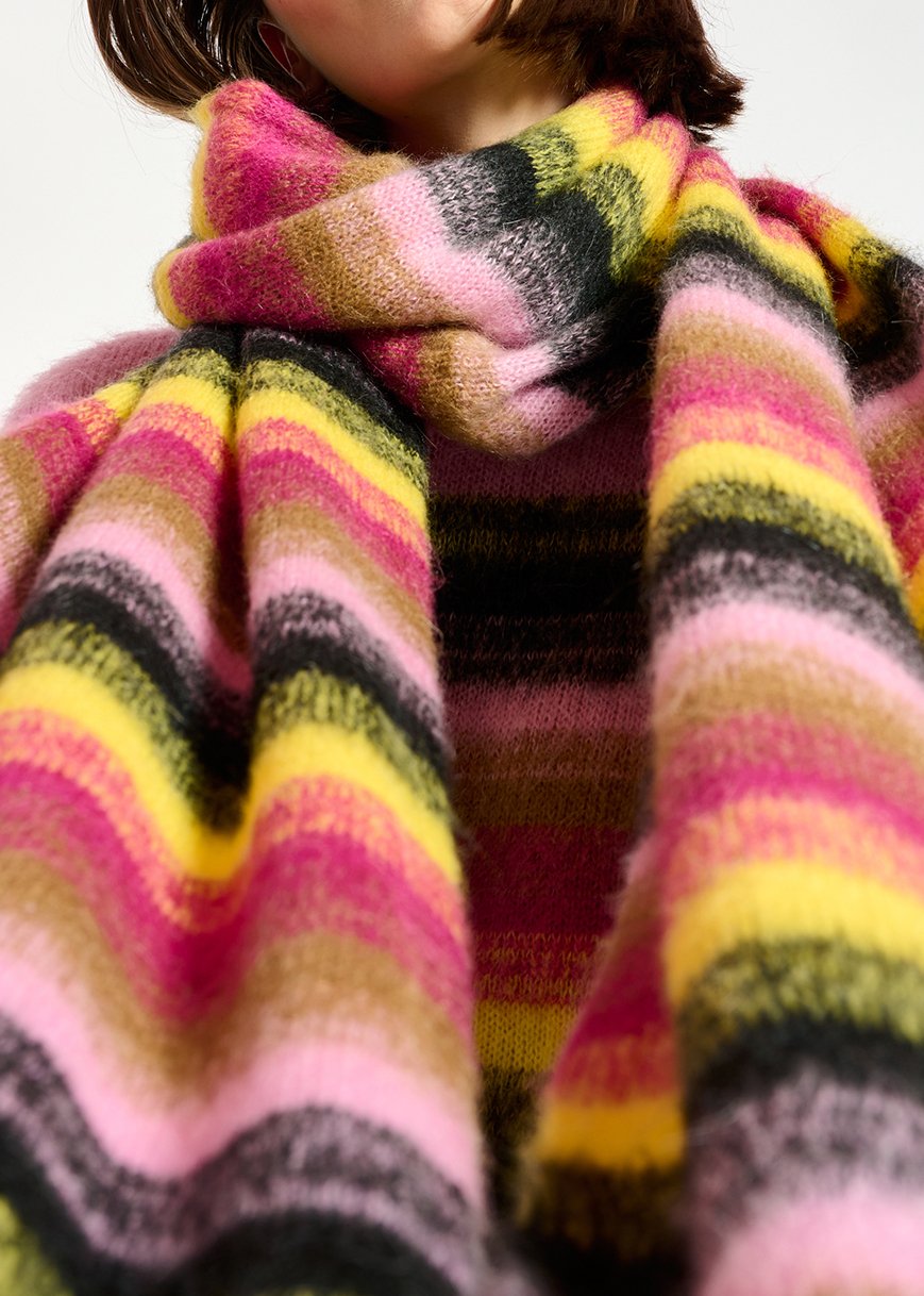 Sjaal met gele, roze en zwarte strepen RE—SSENTIEL tweedehands photo 3