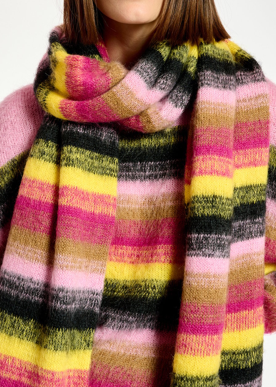 Sjaal met gele, roze en zwarte strepen RE—SSENTIEL tweedehands photo 4