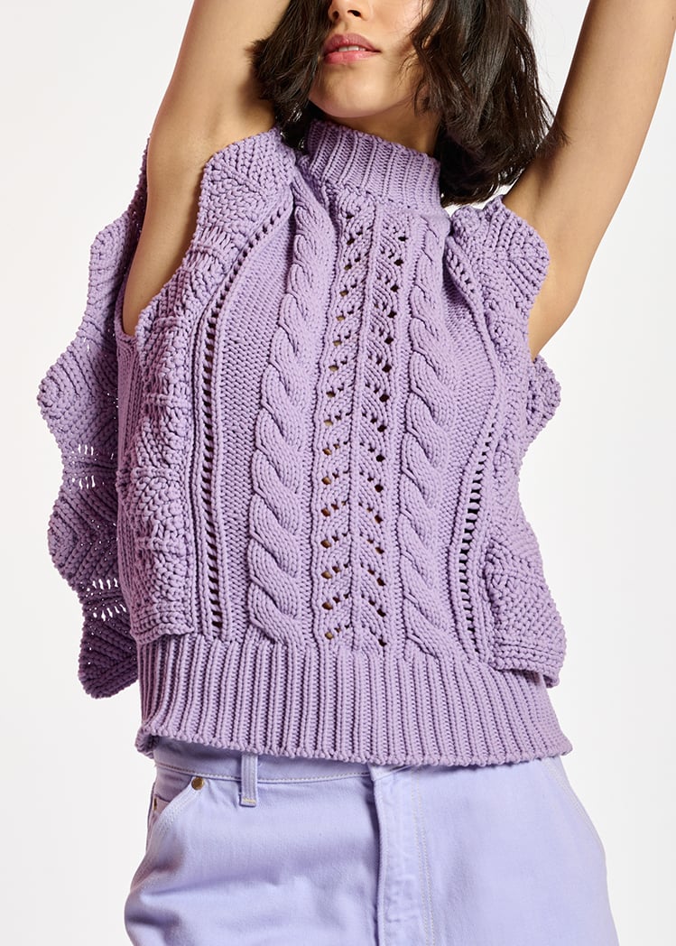 Pull sans manches lilas à  volants RE—SSENTIEL seconde main photo 3