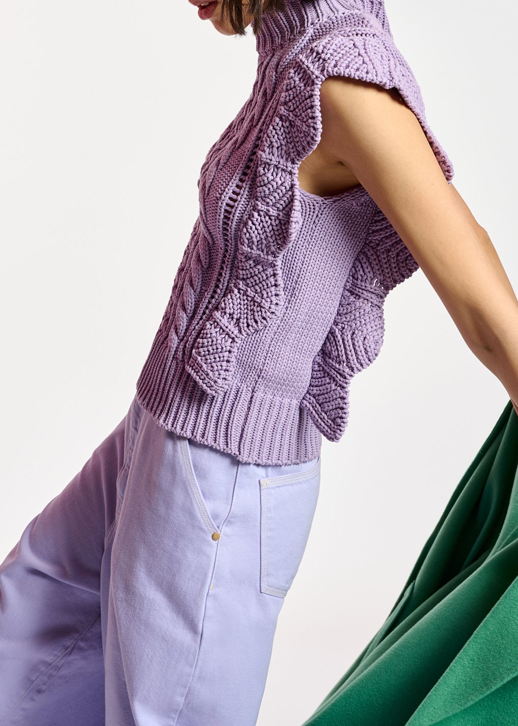 Pull sans manches lilas à  volants RE—SSENTIEL seconde main photo 4