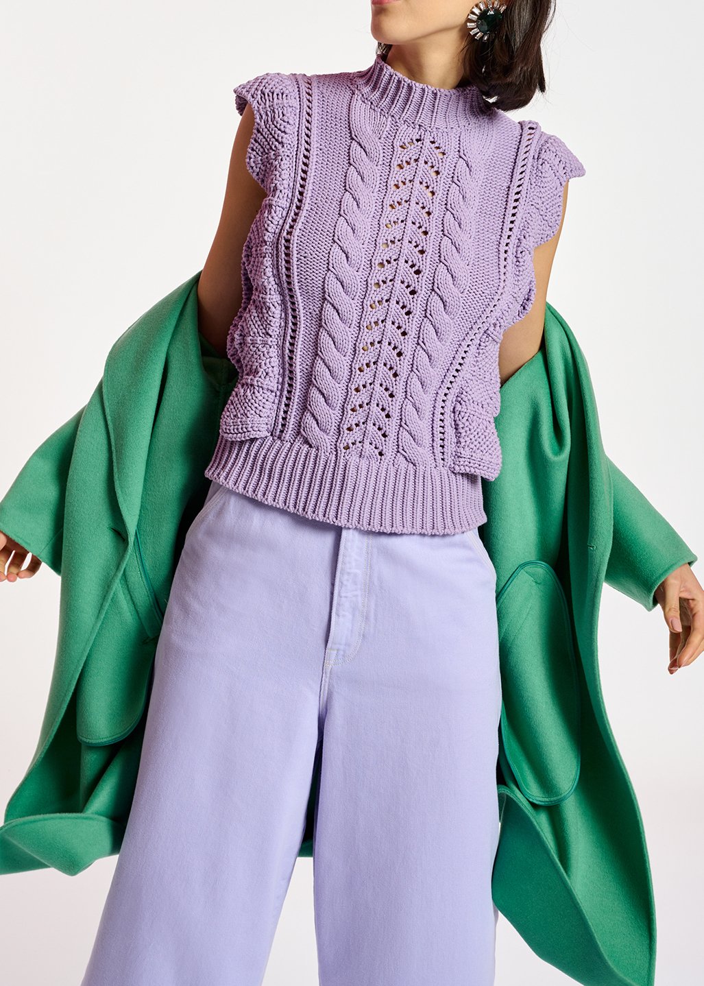 Pull sans manches lilas à  volants RE—SSENTIEL seconde main photo 5