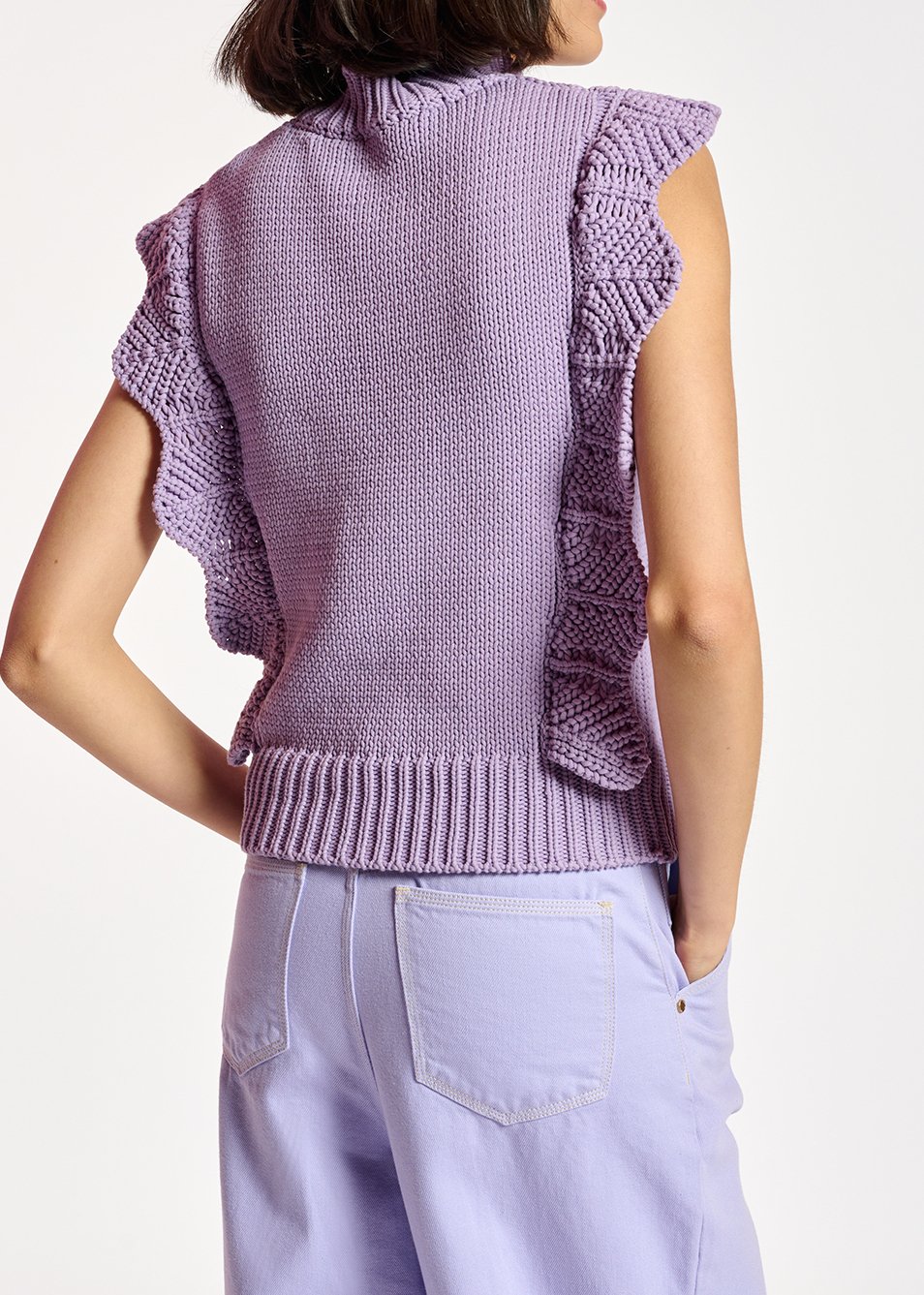 Pull sans manches lilas à  volants RE—SSENTIEL seconde main photo 6