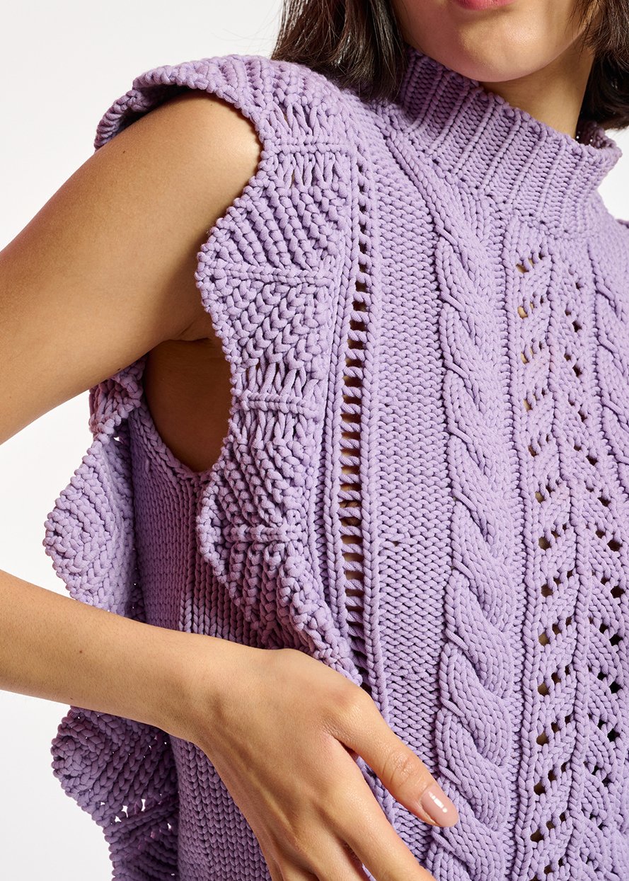 Pull sans manches lilas à  volants RE—SSENTIEL seconde main photo 7