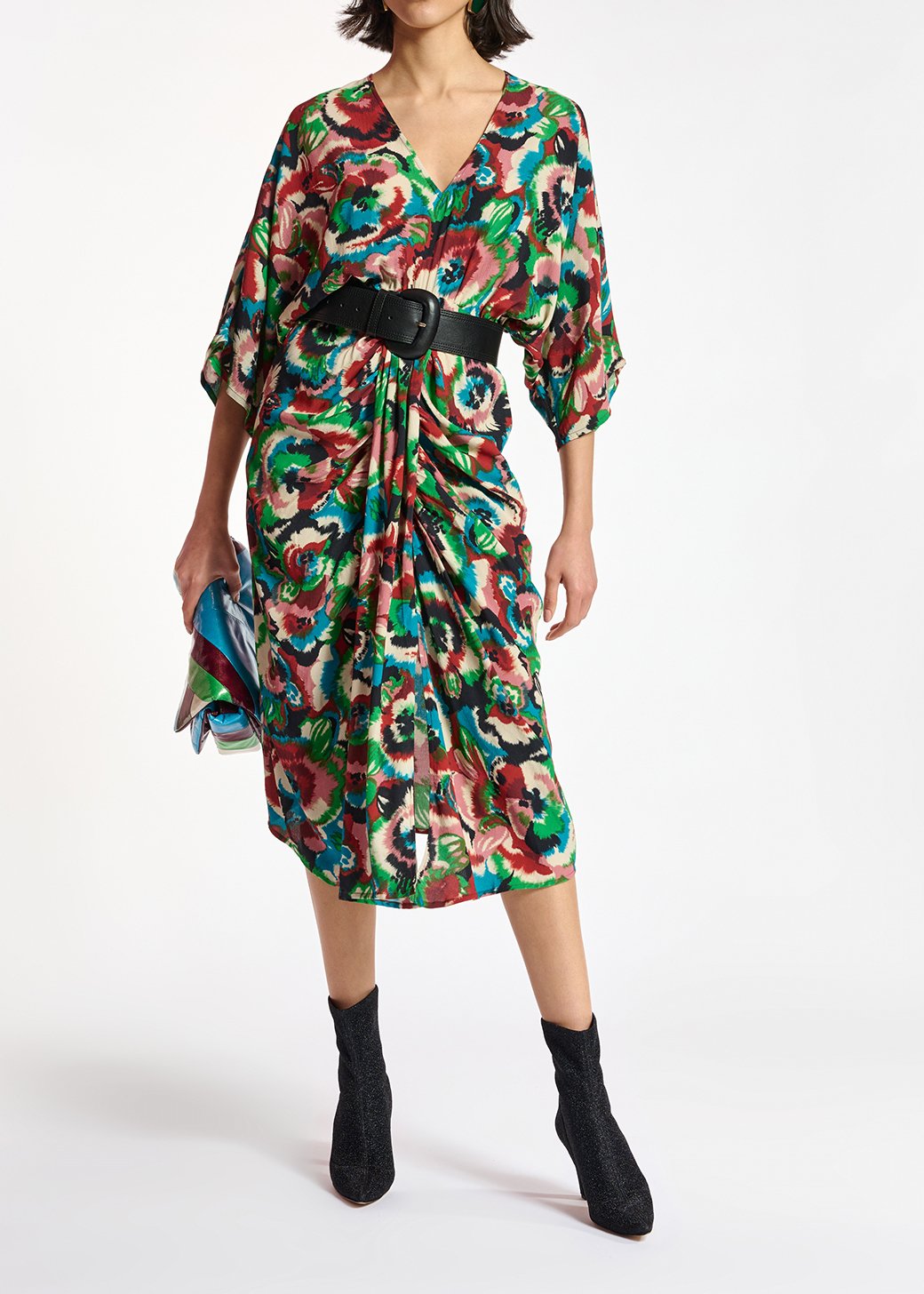 Robe kimono multicolore à  imprimé fleuri RE—SSENTIEL seconde main photo 3