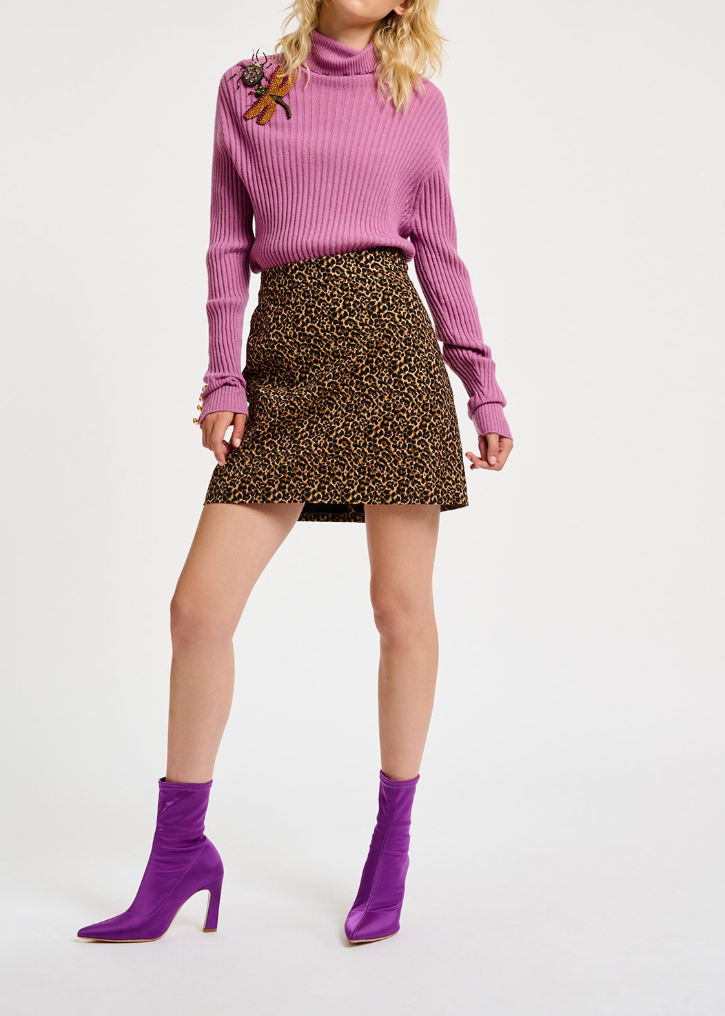 Pull à  col roulé en tricot côtelé rose RE—SSENTIEL seconde main photo 7