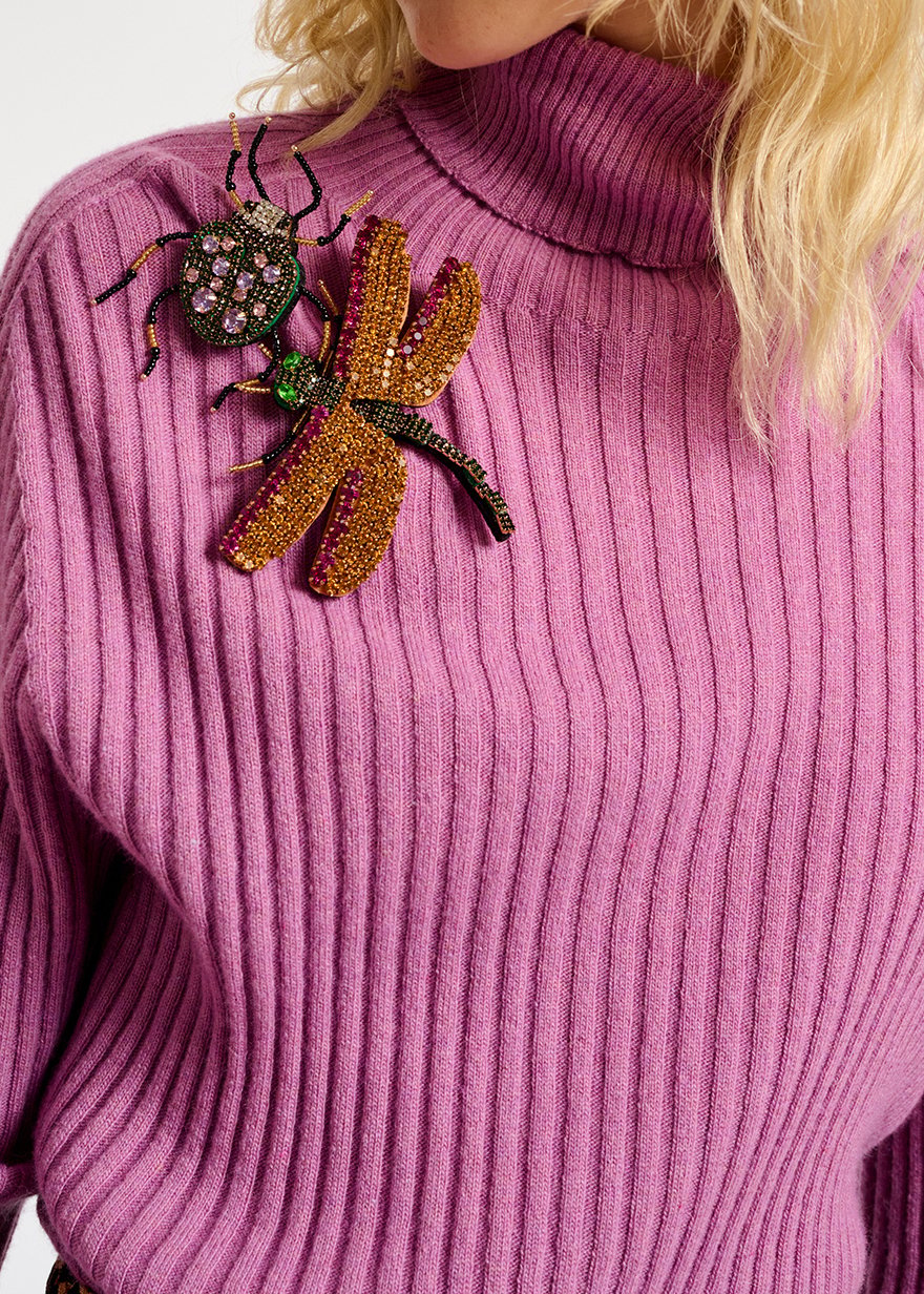 Pull à  col roulé en tricot côtelé rose RE—SSENTIEL seconde main photo 8