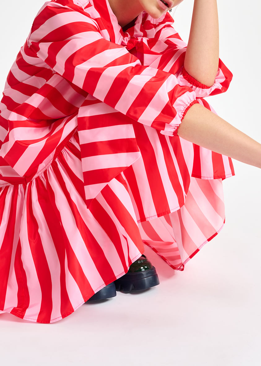 Mini robe oversize à  rayures rouges et roses RE—SSENTIEL seconde main photo 5