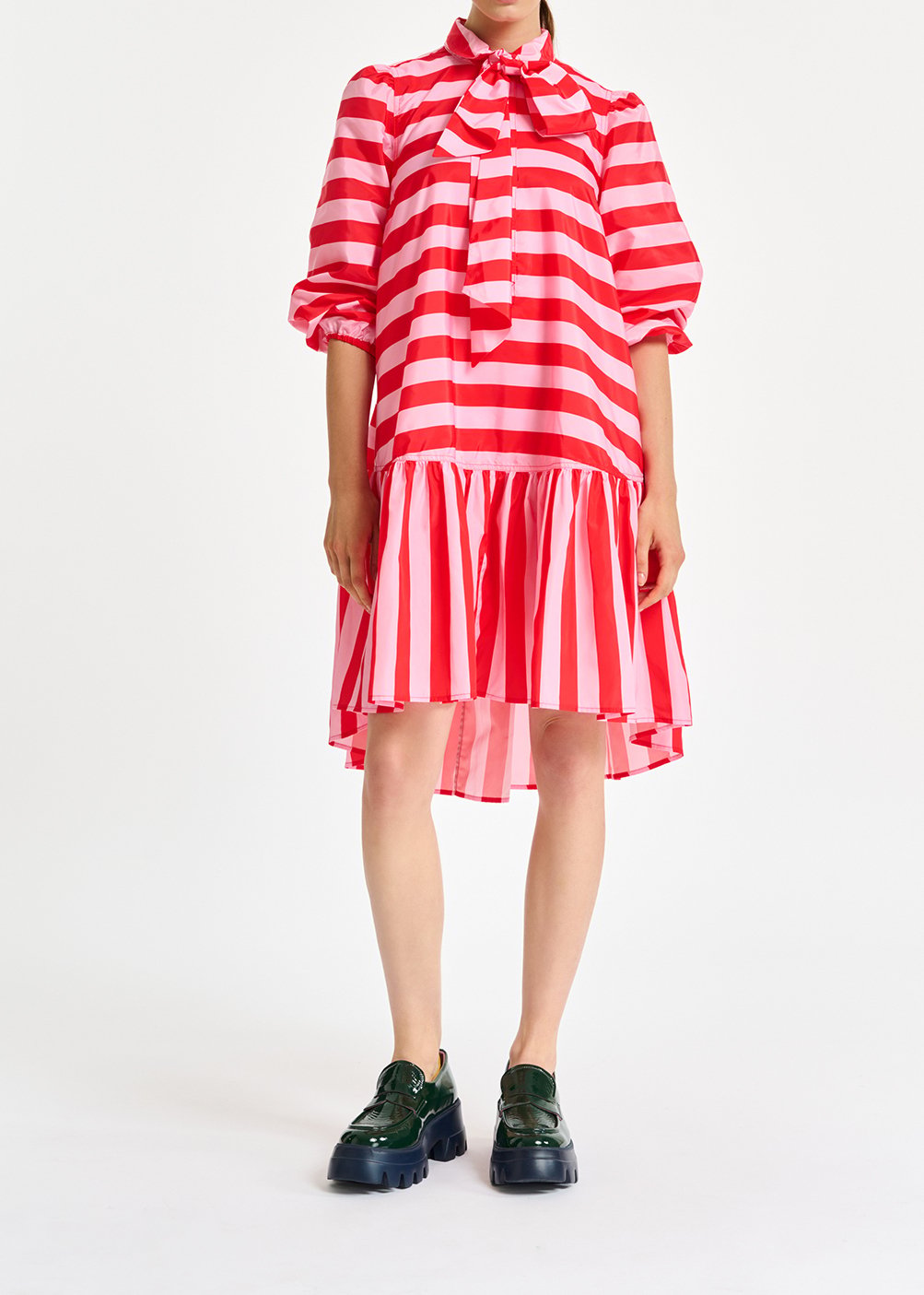 Mini robe oversize à  rayures rouges et roses RE—SSENTIEL seconde main photo 7