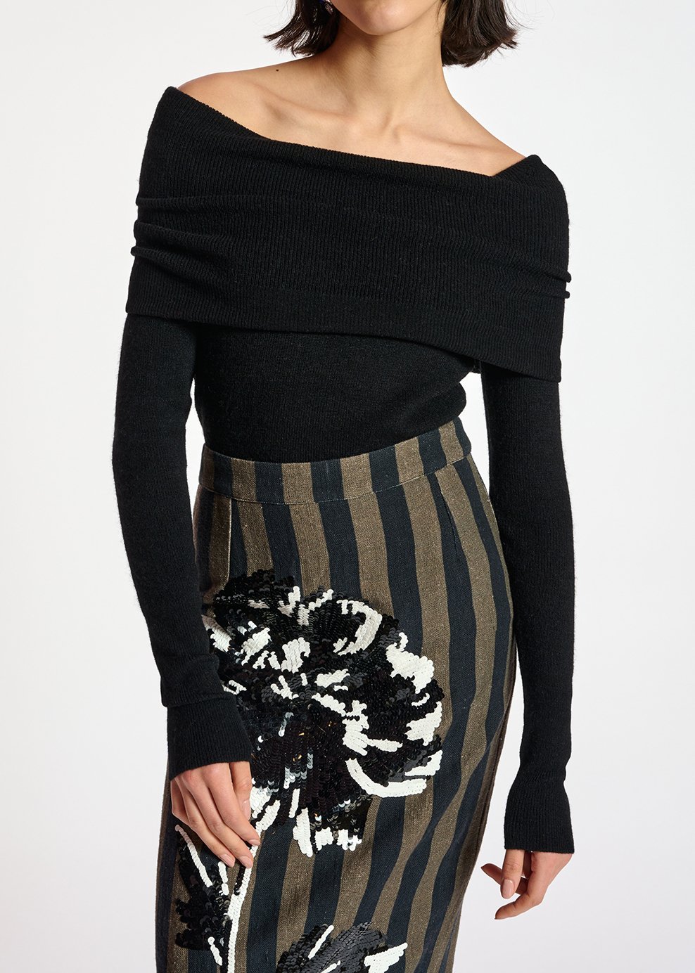 Black off-the-shoulder knit sweater RE—SSENTIEL second-hand photo 3