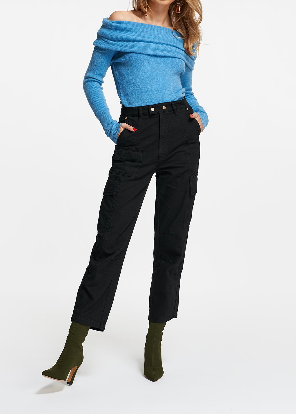 Blue off-the-shoulder knit sweater RE—SSENTIEL second-hand photo 7