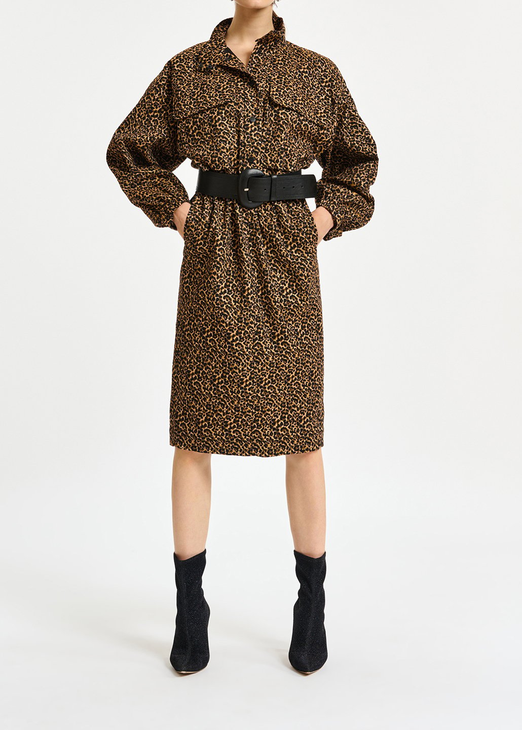 Robe longueur genou en jacquard léopard RE—SSENTIEL seconde main photo 5