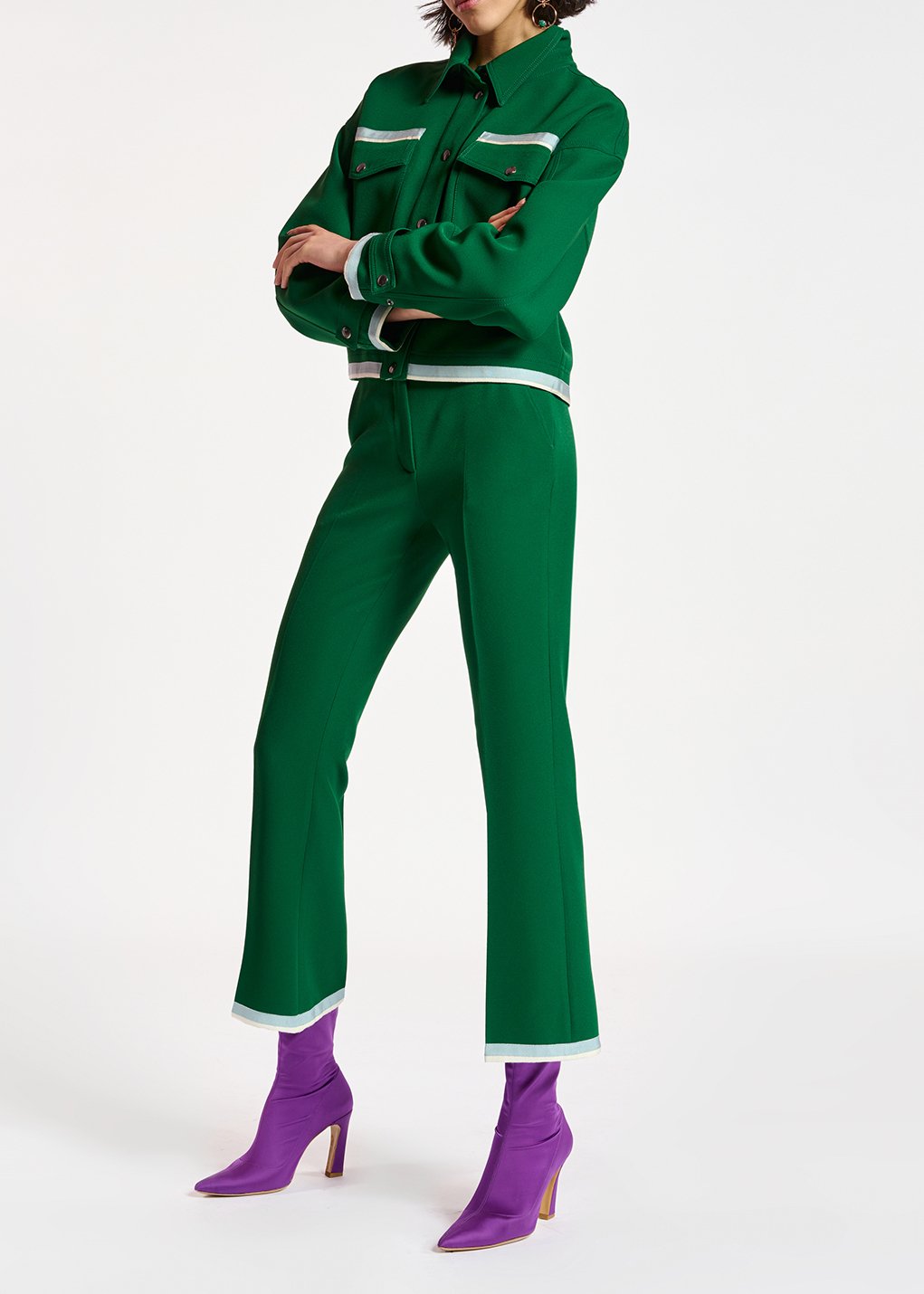 Dark green flared-fit pants RE—SSENTIEL second-hand photo 4