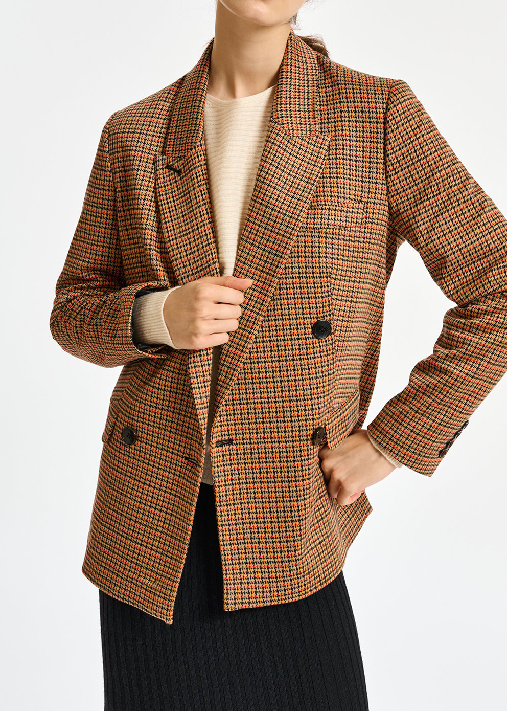 Blazer in pied-de-poule met dubbele knopenrij RE—SSENTIEL tweedehands photo 3