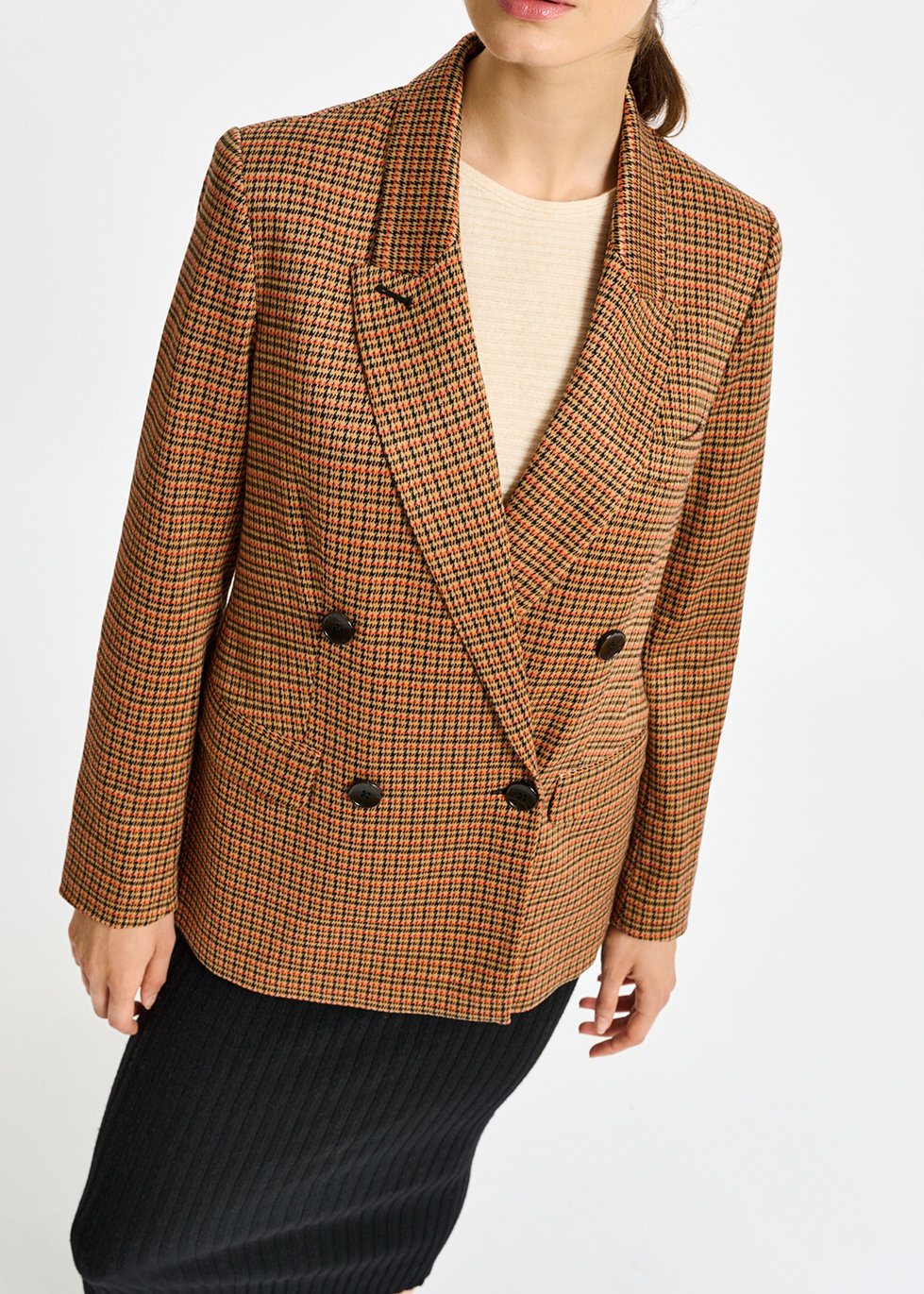 Blazer in pied-de-poule met dubbele knopenrij RE—SSENTIEL tweedehands photo 6