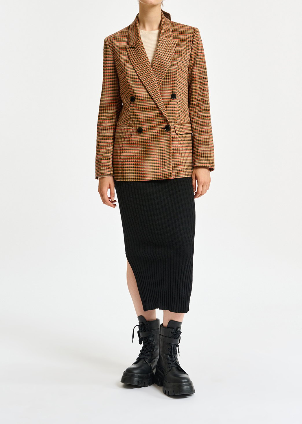 Blazer in pied-de-poule met dubbele knopenrij RE—SSENTIEL tweedehands photo 7